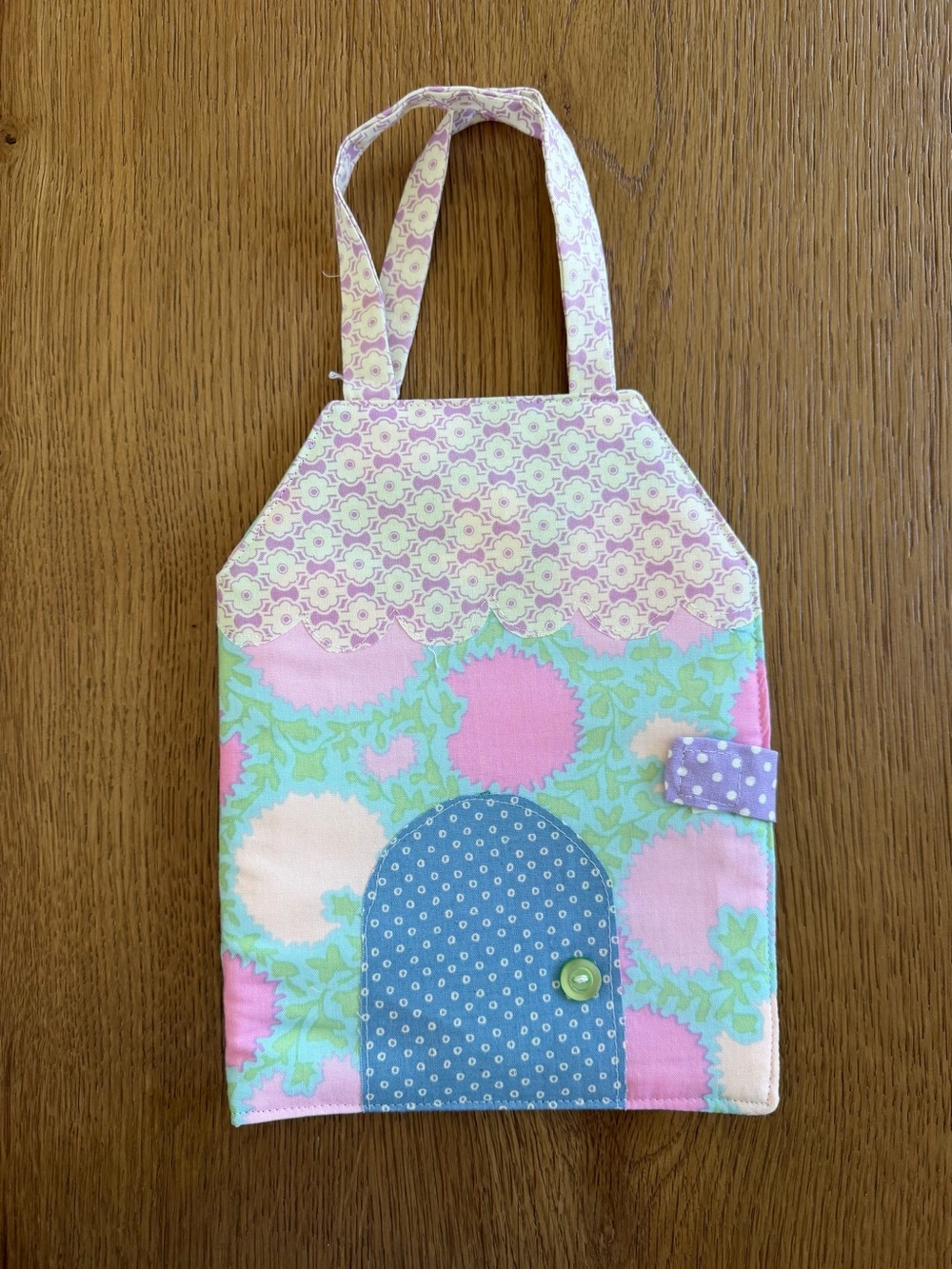 Kids Fabric Playhouse Tote Bag in Pastel Pink & Blue